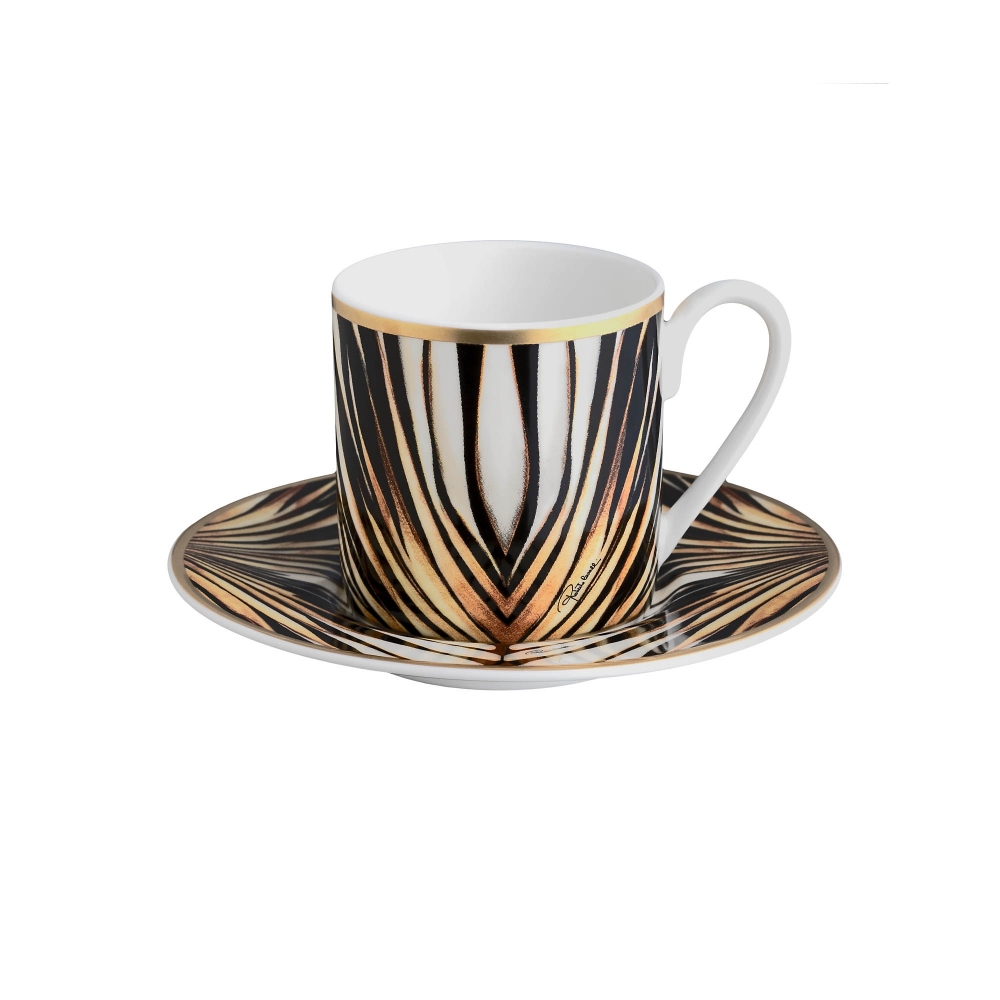 Roberto Cavalli Ray Of Gold set of 2 coffee cups with saucers 10 cl - Luxury box