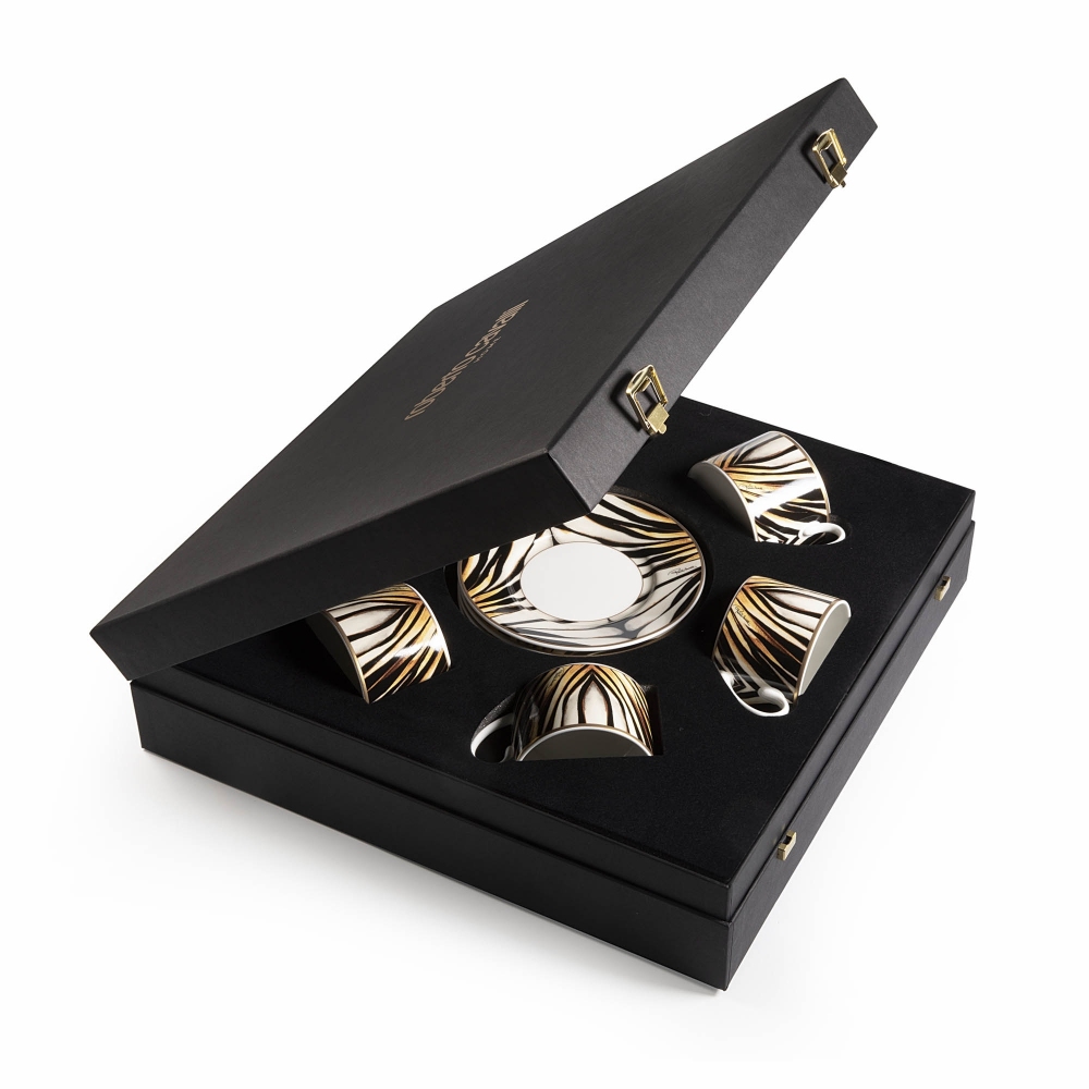 Roberto Cavalli Ray Of Gold set of 6 tea cups with saucers 20 cl - Luxury box