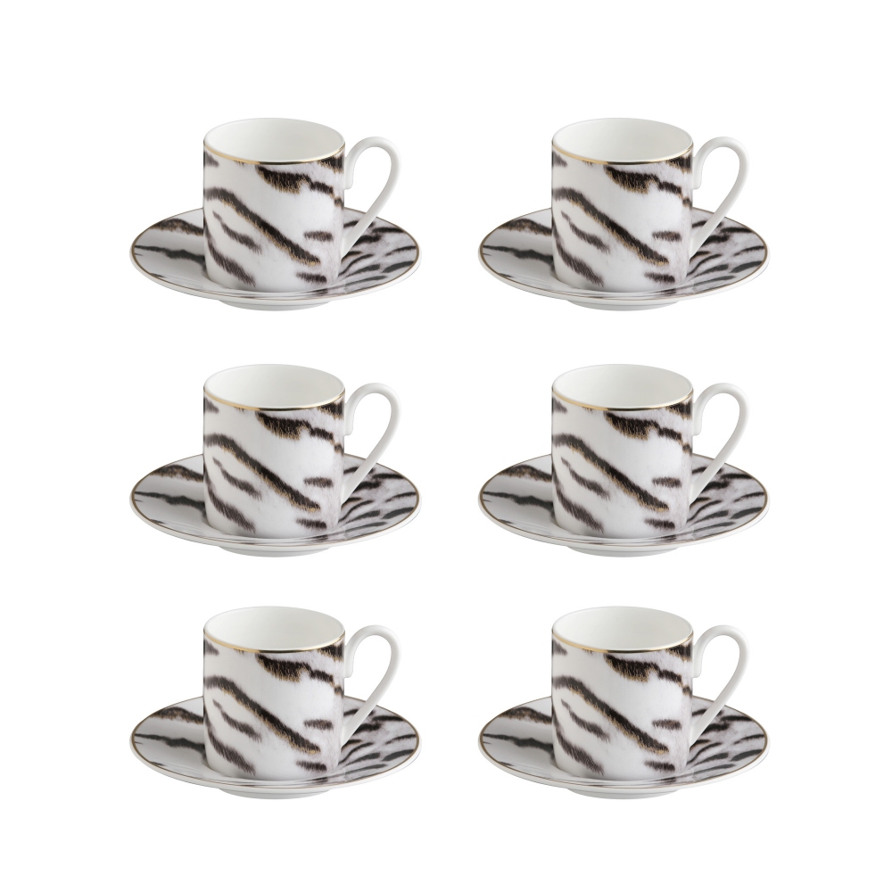 Roberto Cavalli Tiger Set of 6 coffee cups with saucers 10 cl
