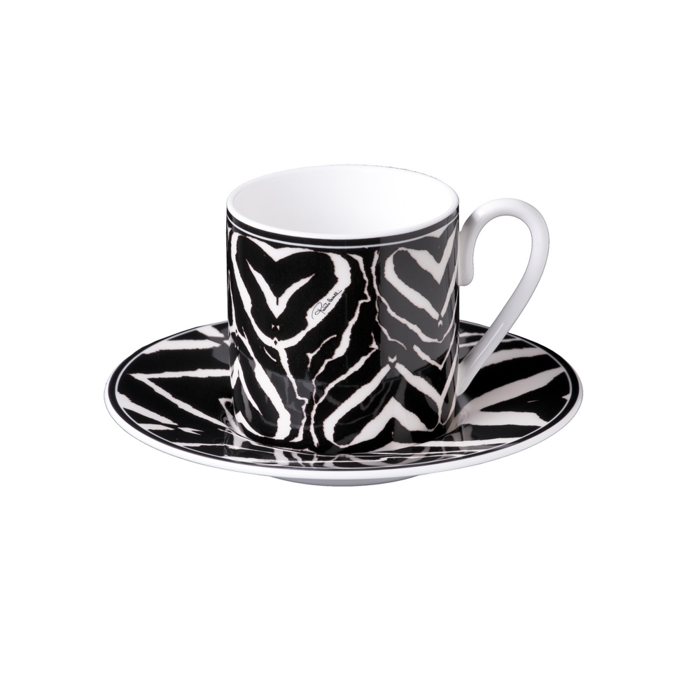 Roberto Cavalli Zebra set of 6 coffee cups with saucers 10 cl