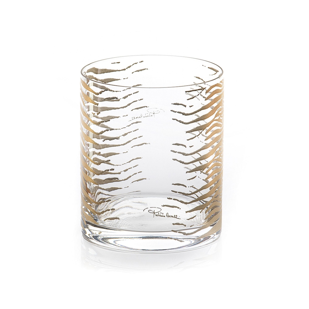 Roberto Cavalli Zebra Gold set of 2 old-fashioned glasses