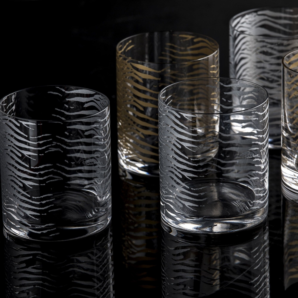 Roberto Cavalli Zebra Gold set of 2 old-fashioned glasses
