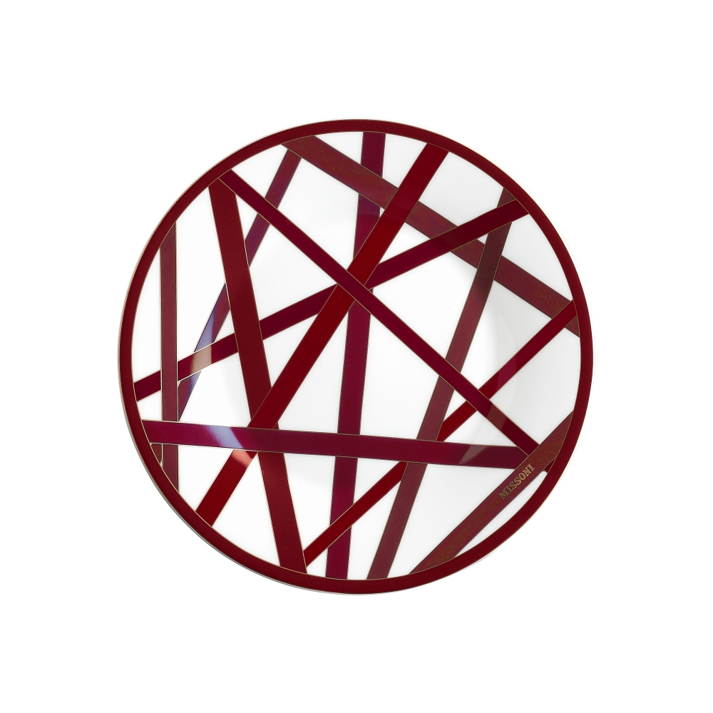 Missoni Nastri Bordeaux Set of 6 Fruit Plates diam. 21,5 cm