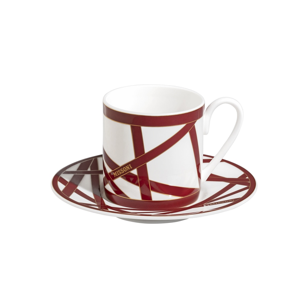 Missoni Nastri Bordeaux Set of 6 Coffee Cups with Saucers