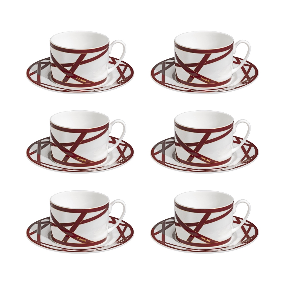 Missoni Nastri Bordeaux Set of 6 Tea...