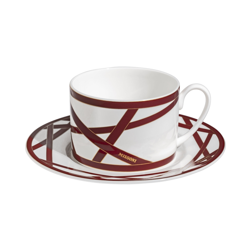 Missoni  6 tazze da tè con piattino Nastri Bordeaux