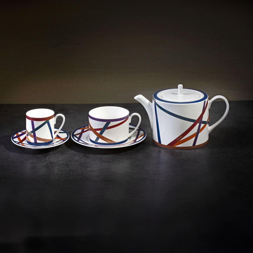 Missoni Nastri Multicolor Set of 6 Tea Cups with Saucers