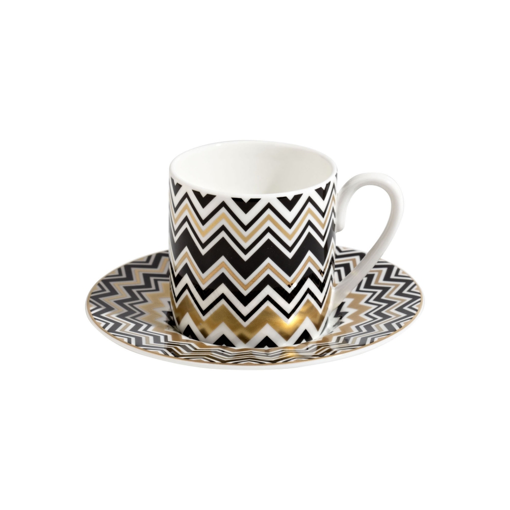 Missoni  6 tazze da caffè con piattino Zig Zag Gold - Luxury box