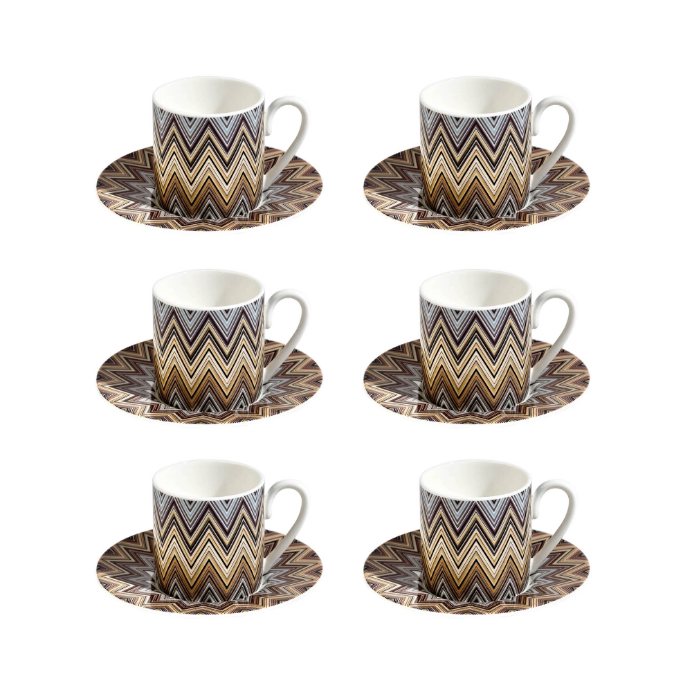 Missoni Zig Zag Jarris 148 Set of 6 Coffee Cups with Saucers - Luxury box
