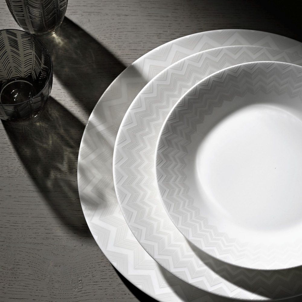 Missoni Zig Zag White Set of 6 Dinner Plates diam. 27,5 cm