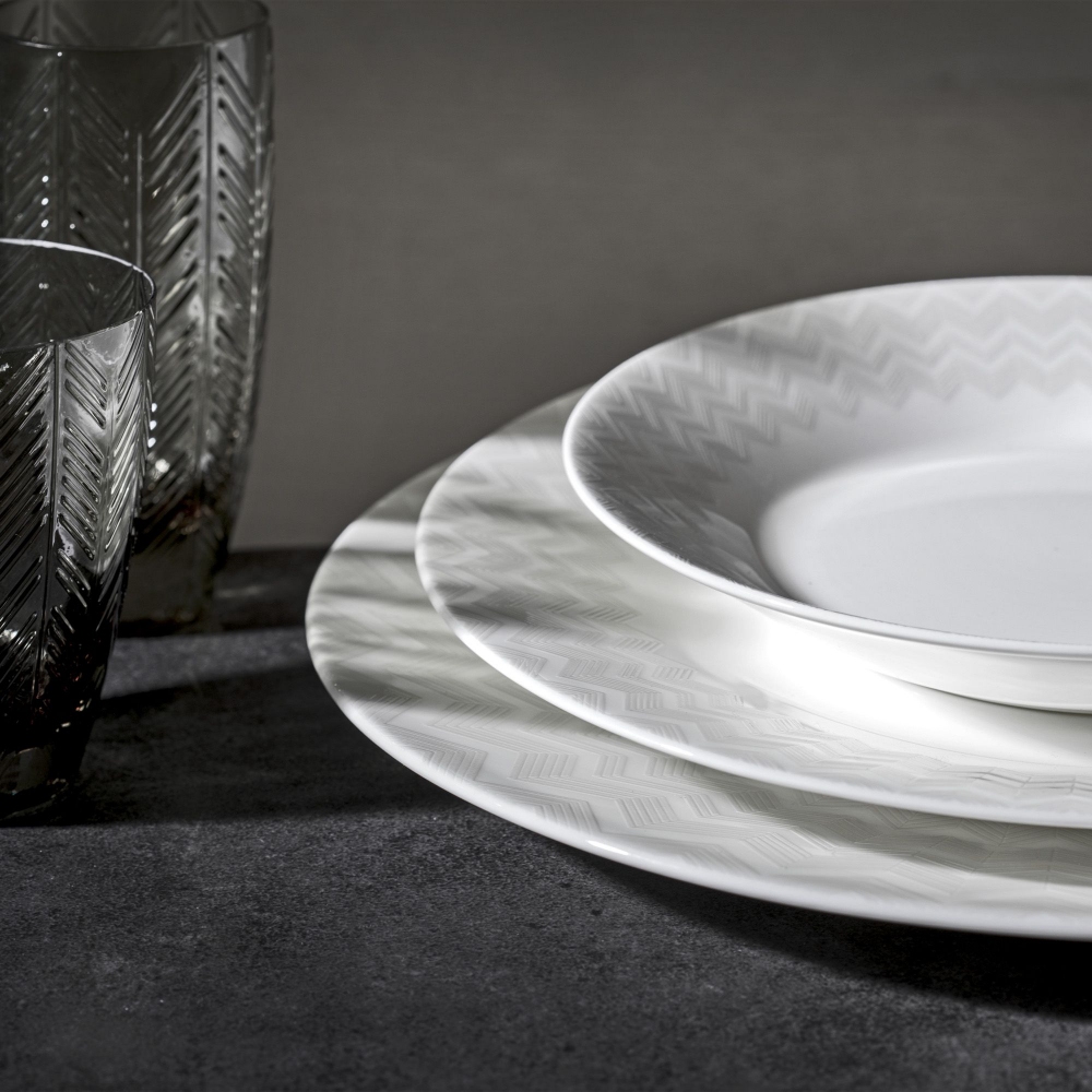 Missoni Zig Zag White Set of 6 Dinner Plates diam. 27,5 cm