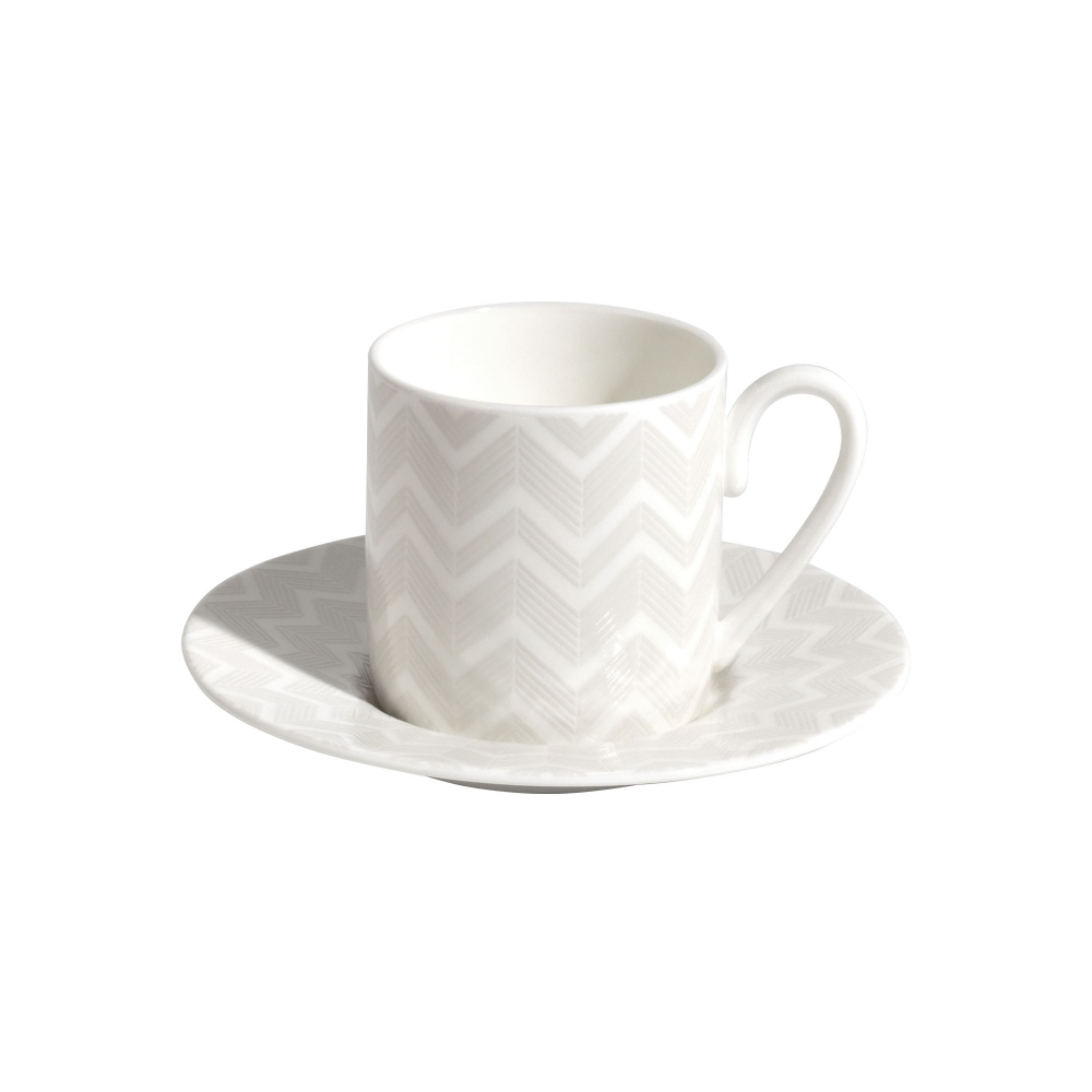 Missoni Zig Zag White Set of 2 Coffee Cups and Saucers - Luxury Box