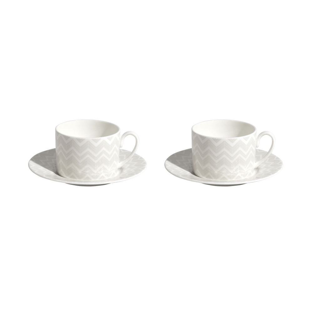 Missoni Zig Zag White Set of 2 tea cups with saucer - Luxury box
