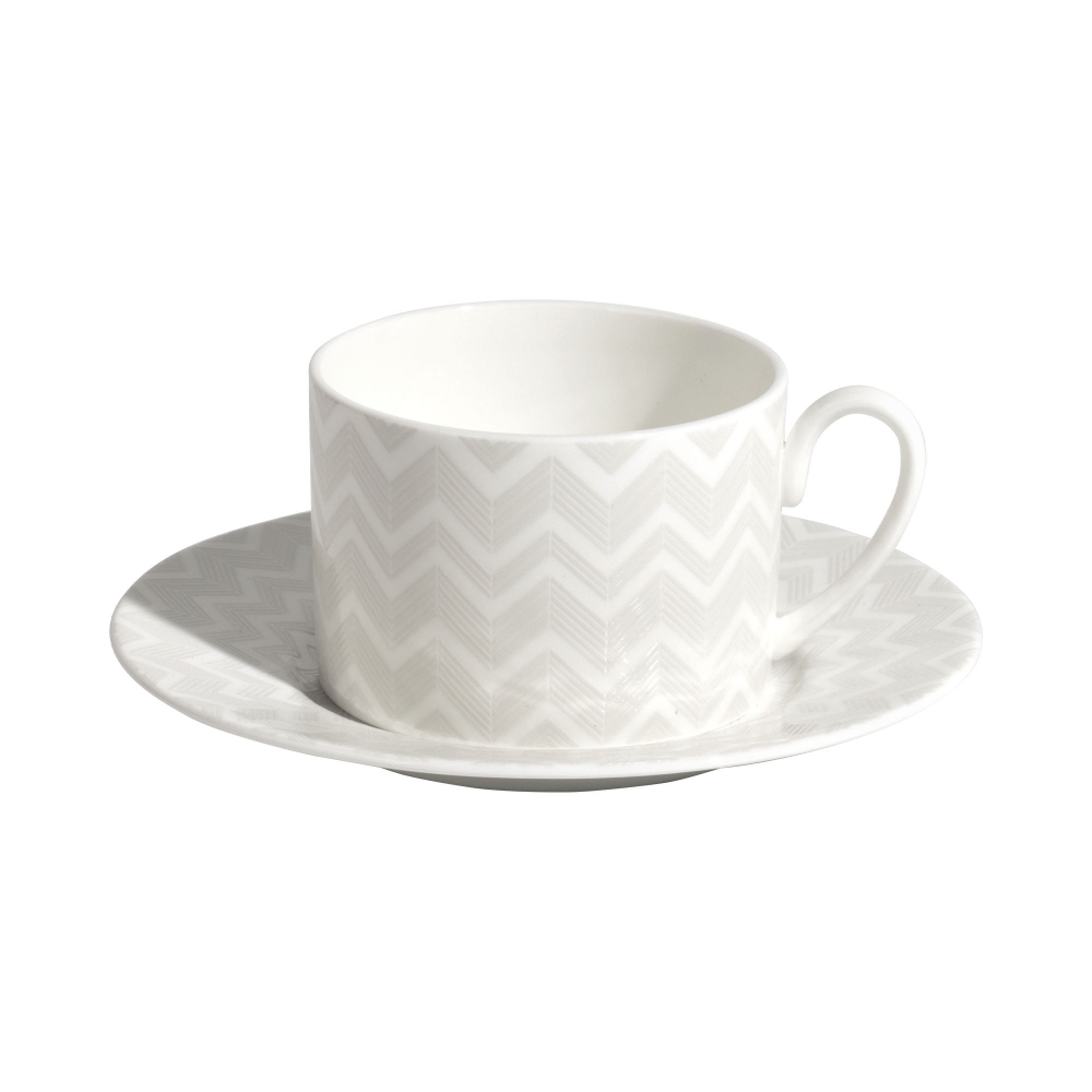 Missoni Zig Zag White Set of 6 Tea Cups with Saucers - Luxury box