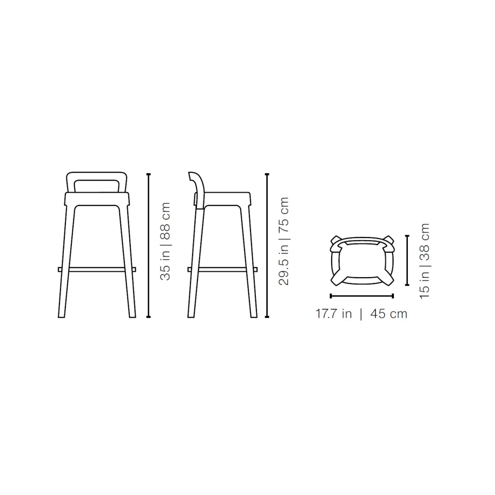 RS Barcelona Sgabello indoor/outdoor Ombra Bar con schienale