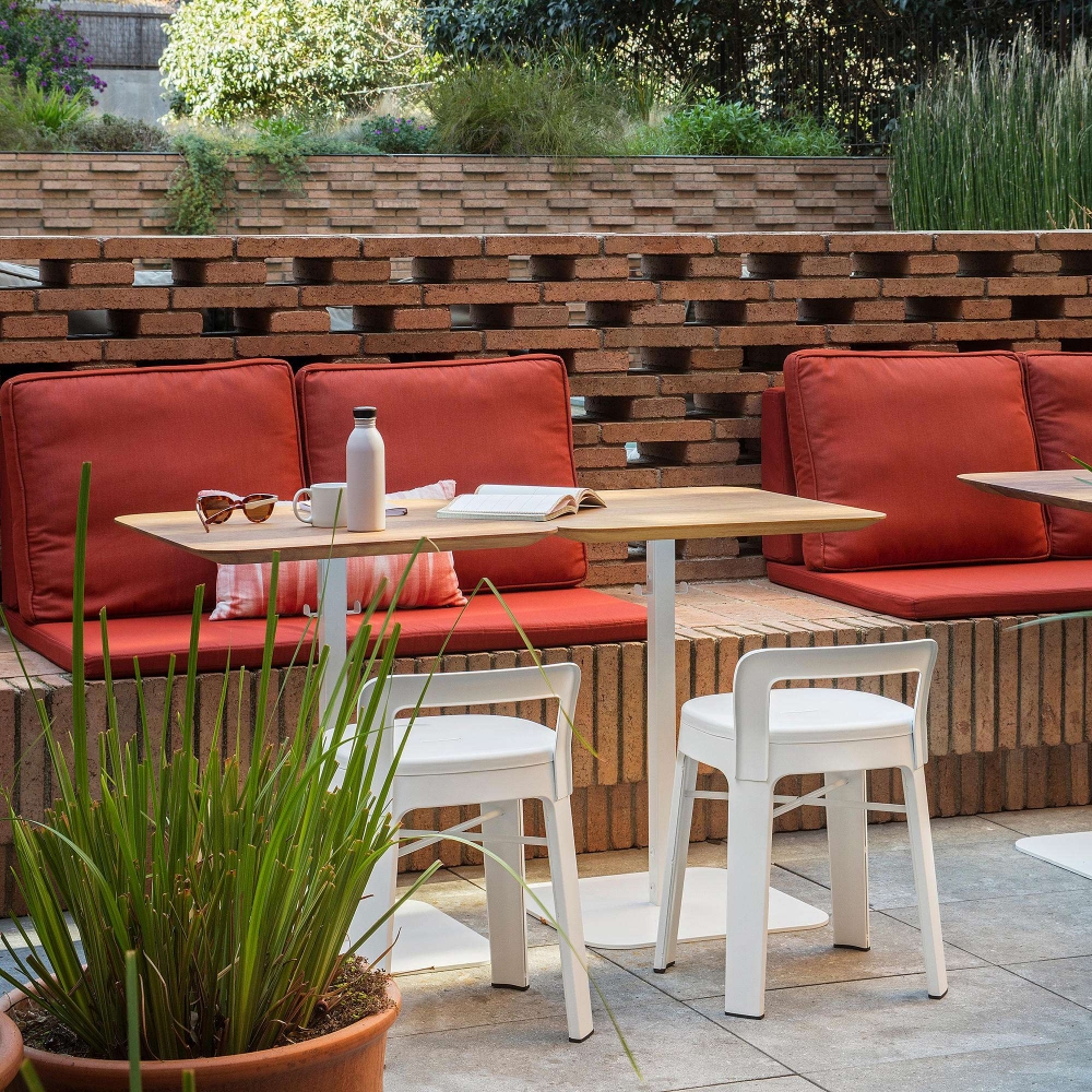 RS Barcelona Ombra Low indoor/outdoor stool with backrest