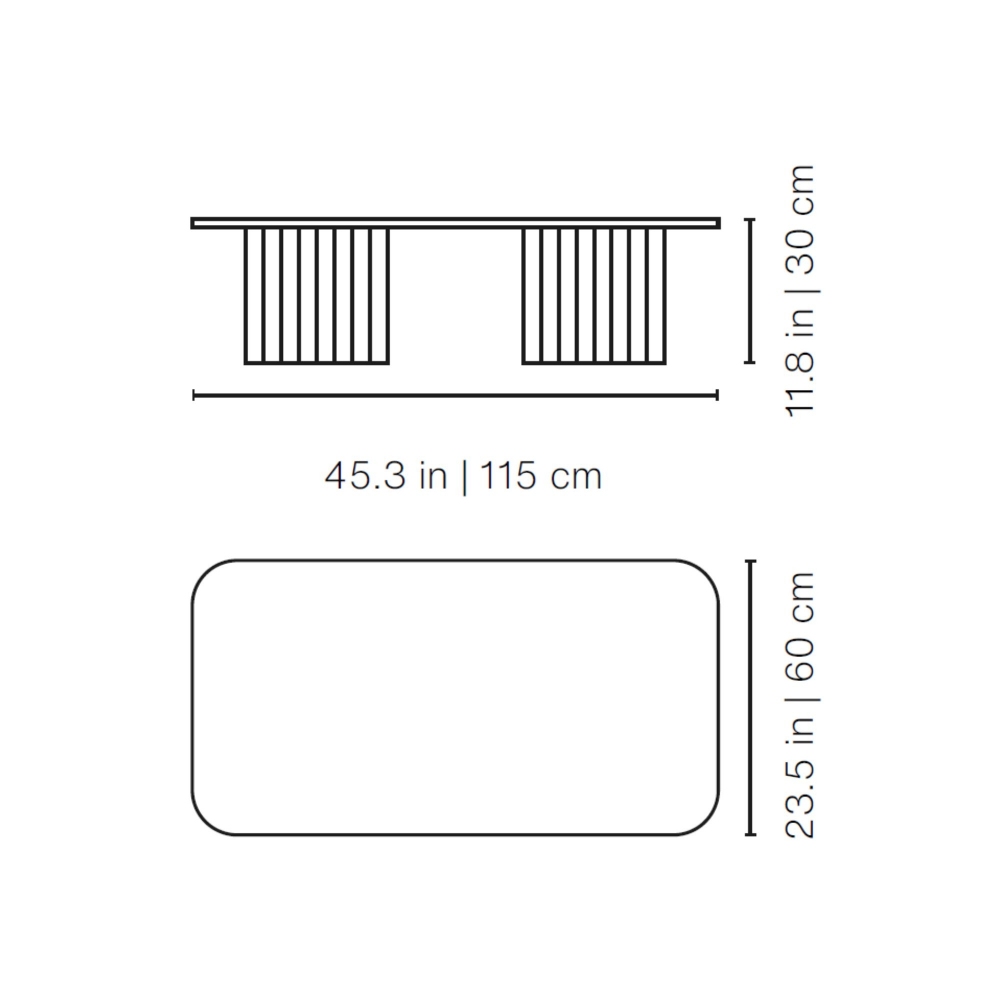RS Barcelona Tavolino indoor/outdoor Plec Rectangular Large 115x60x30h cm