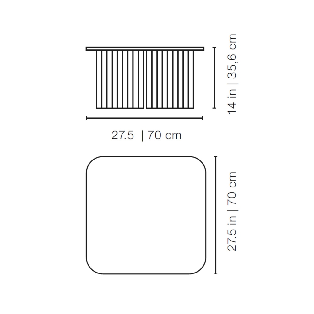 RS Barcelona Tavolino indoor/outdoor Plec Rectangular Medium 70x70x35,6h cm