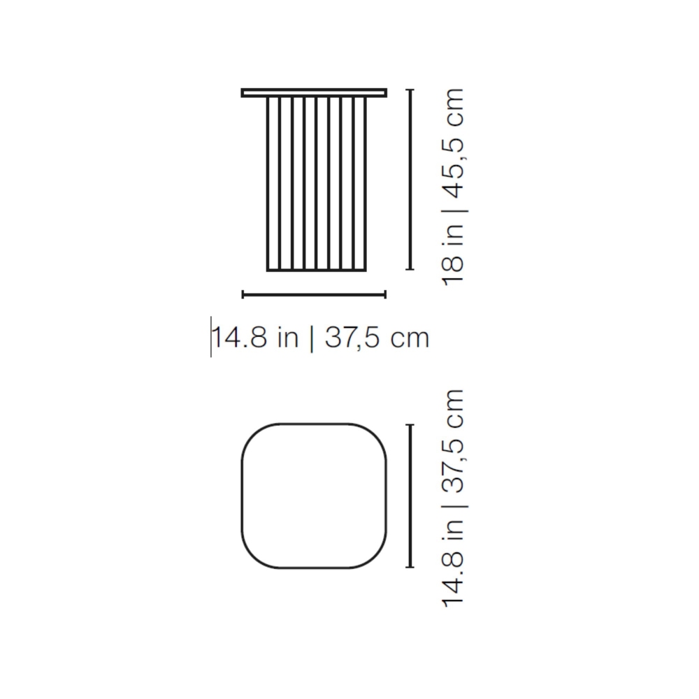 RS Barcelona Tavolino indoor/outdoor Plec Rectangular Small 37,5x37,5x45,5h cm