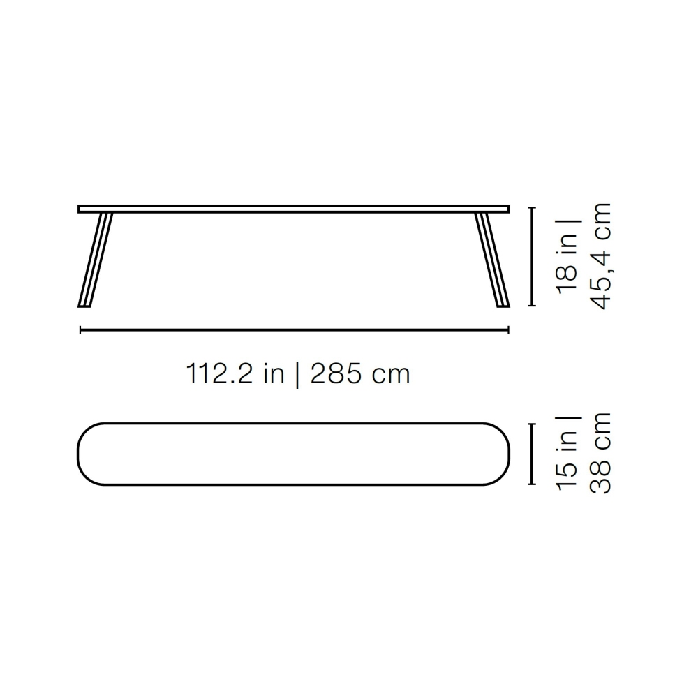 RS Barcelona Panca indoor/outdoor You and Me 285x38x45,4h cm