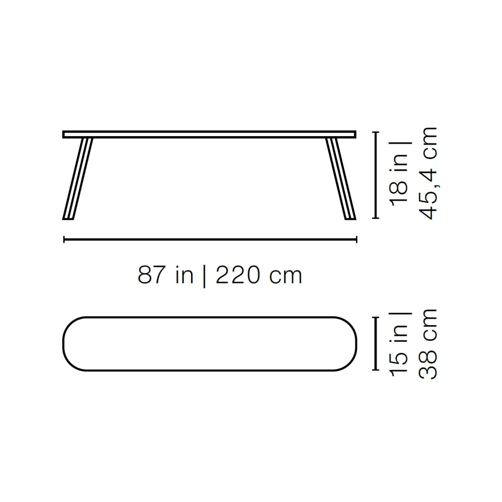 RS Barcelona Panca indoor/outdoor You and Me 220x38x45,4h cm