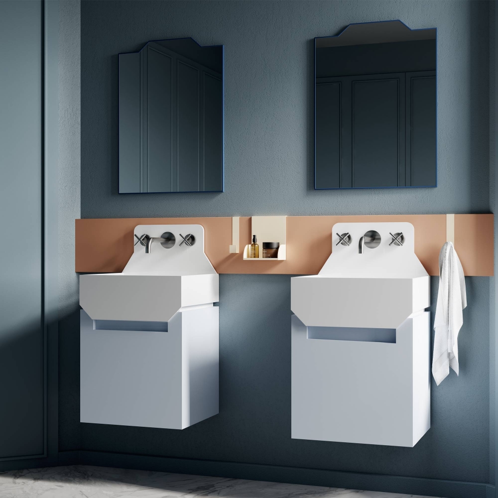 Ex.t Lavabo da parete Frieze One High - Staffa di supporto inclusa