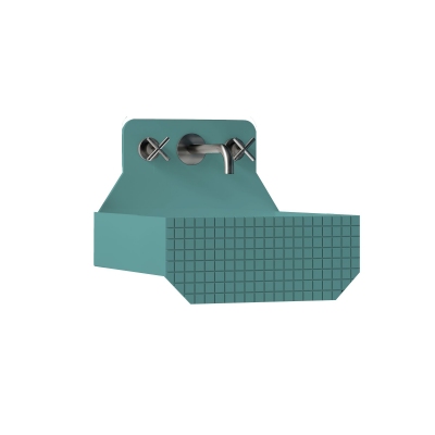 Ex.t Lavabo da parete Frieze One High con texture frontale - Staffa di supporto inclusa