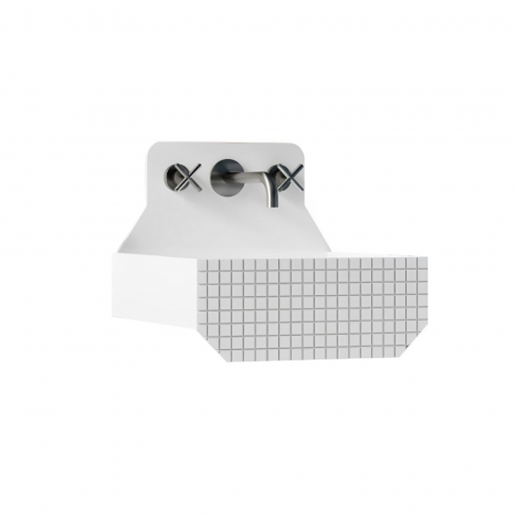 Ex.t Frieze One High wall-mounted basin with front texture - support bracket included