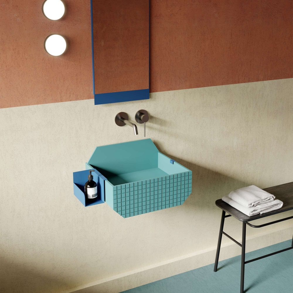 Ex.t Lavabo da parete Frieze One High Low - Staffa di supporto inclusa