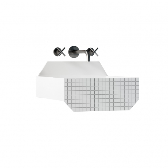 Ex.t Lavabo da parete Frieze One Low con texture frontale - Staffa di supporto inclusa