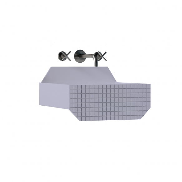 Ex.t Lavabo da parete Frieze One Low con texture frontale - Staffa di supporto inclusa