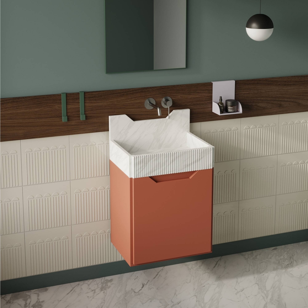 Ex.t Lavabo da parete Frieze Two Lined - Staffa di supporto inclusa