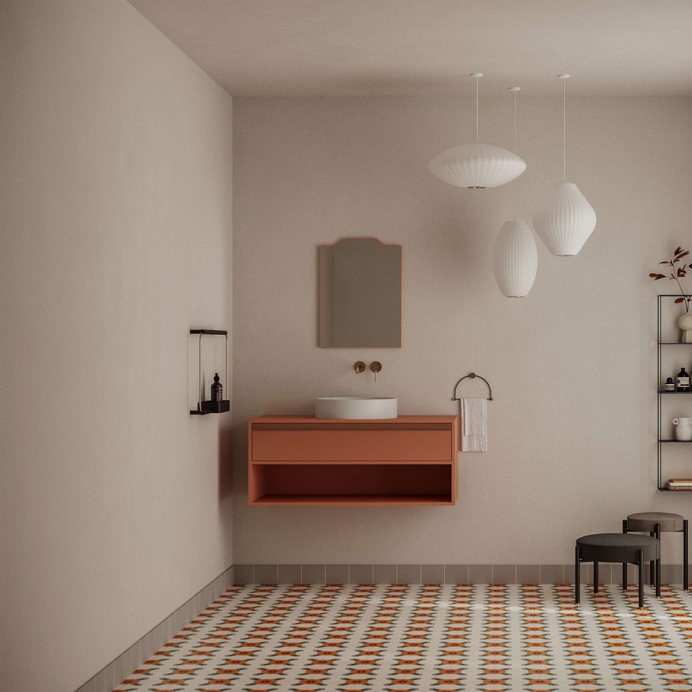 Ex.t Noto wall-mounted storage unit with included countertop washbasin - Composition 1