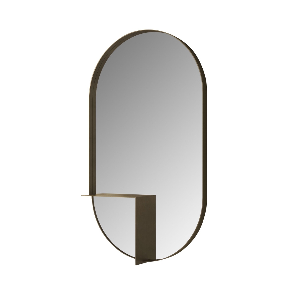 Ex.t Nouveau oval mirror with left shelf