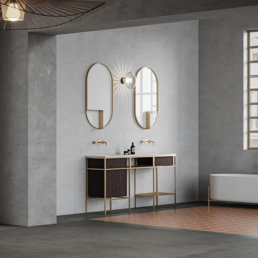 Ex.t Nouveau oval mirror with left shelf