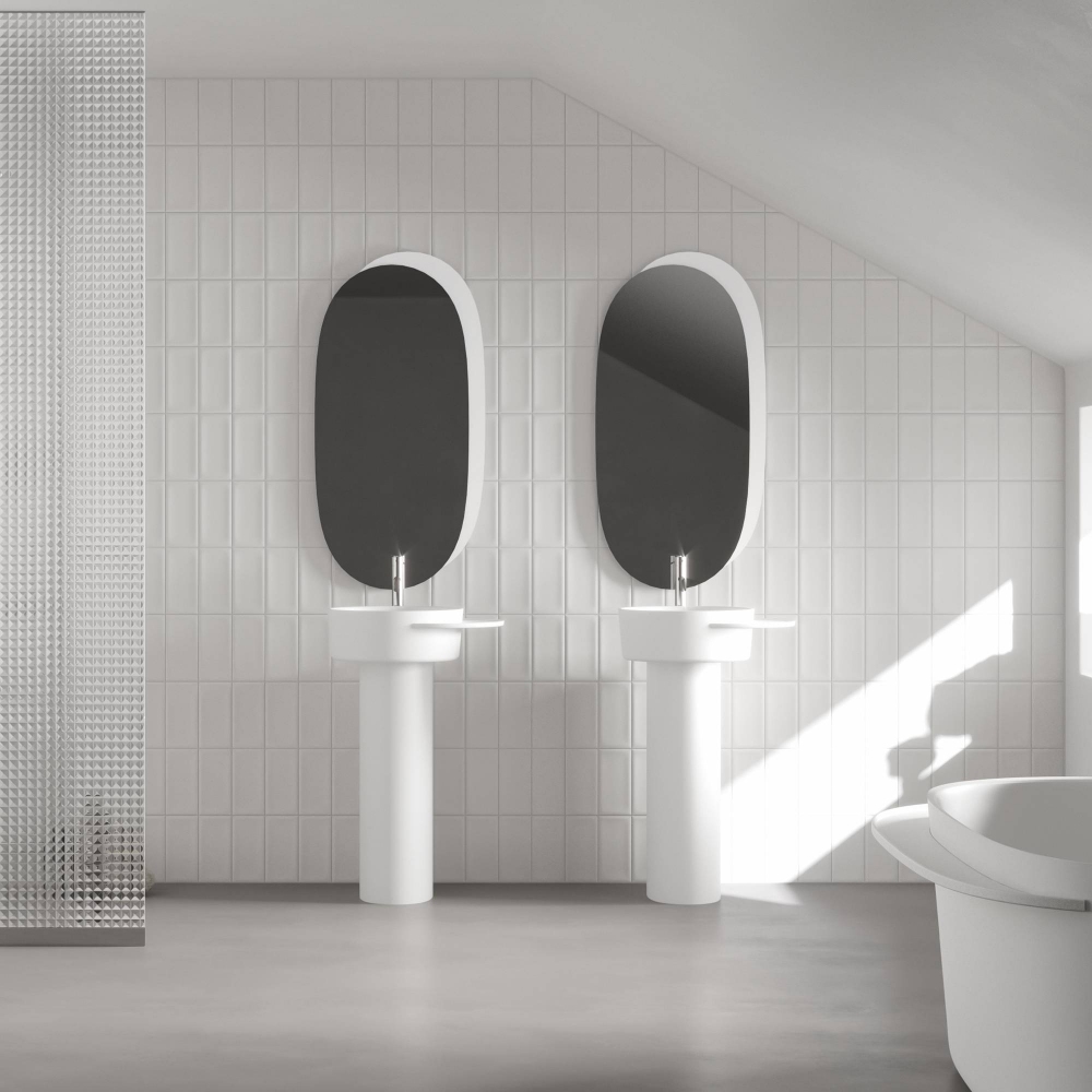 Ex.t  Lavabo completo di colonna Plateau Round con mensola