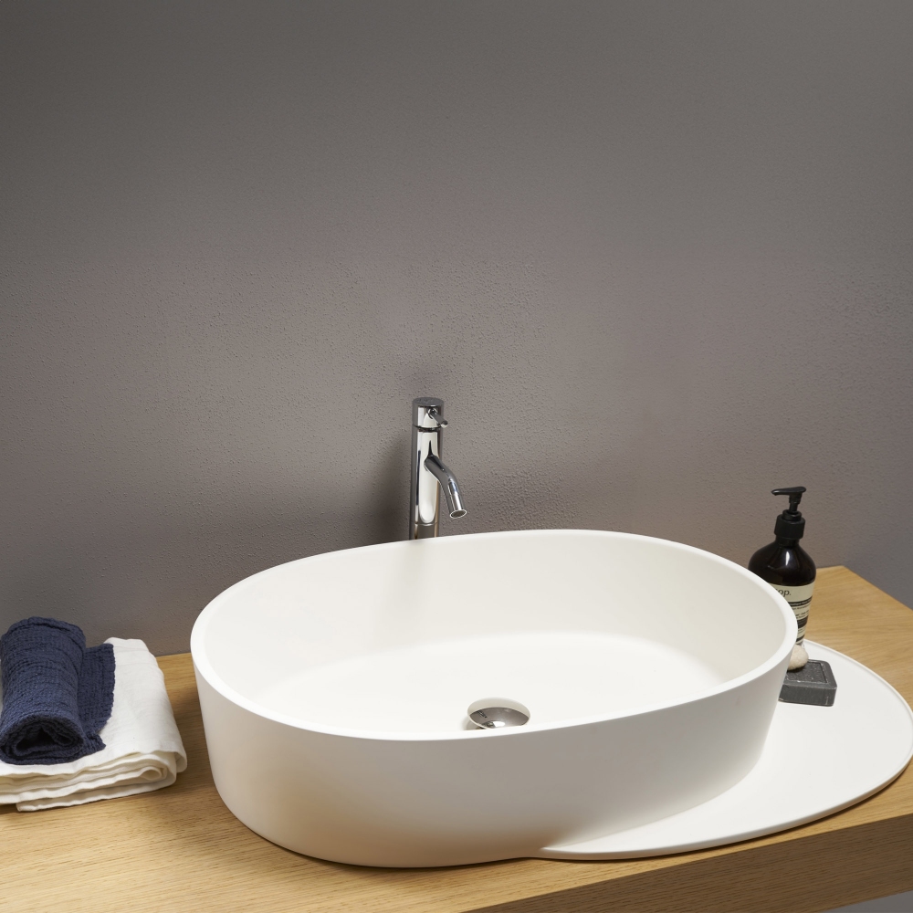 Ex.t Lavabo da appoggio Plateau Oval con mensola a sinistra