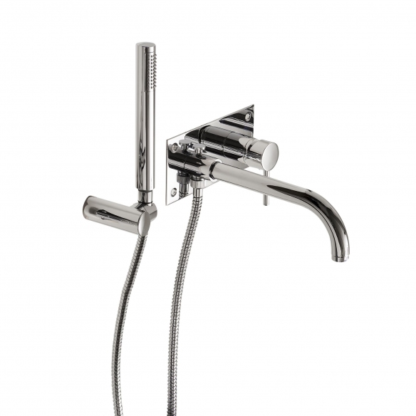 Ex.t Sleek bathtub mix with wall installation, hand shower, and flexible