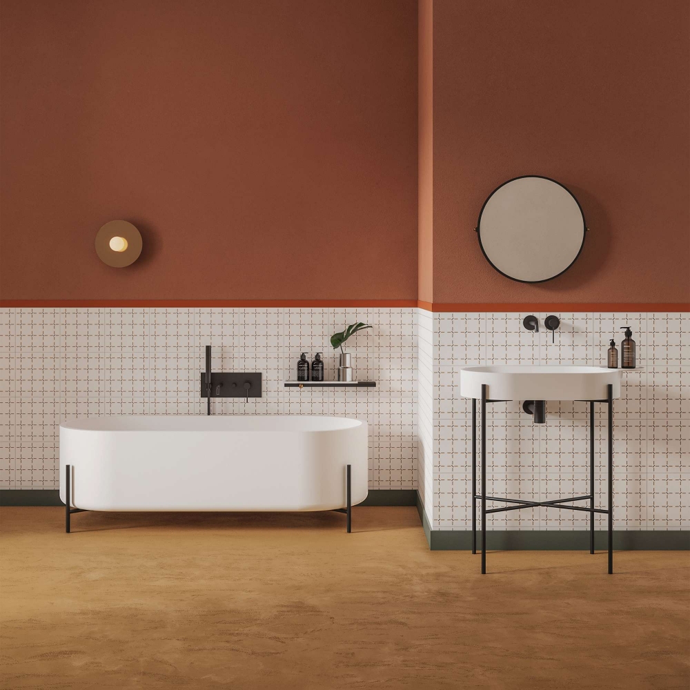 Ex.t Consolle da bagno Stand con lavabo ovale incluso