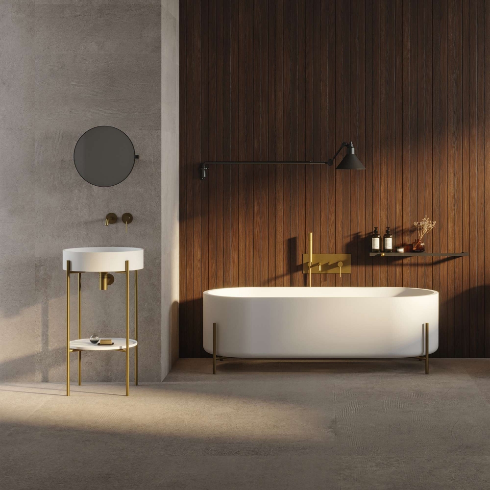 Ex.t Consolle da bagno Stand con lavabo tondo incluso