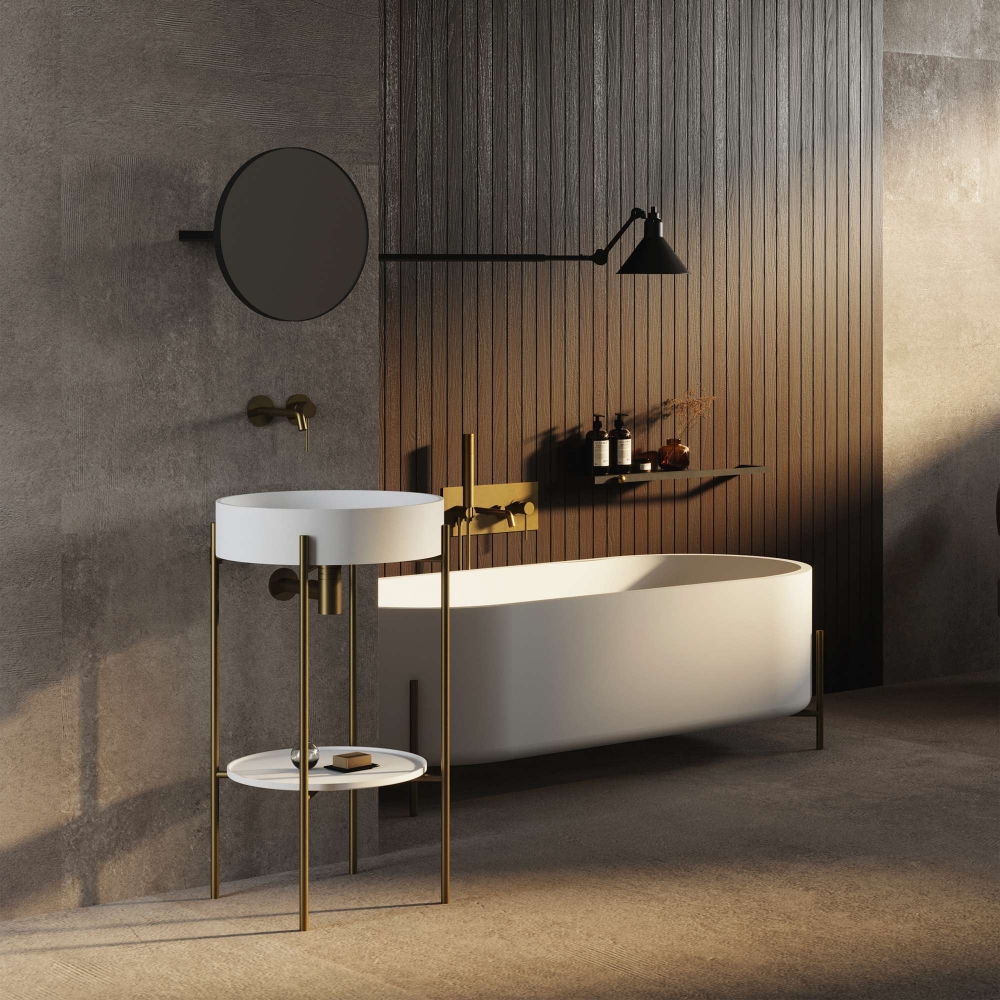 Ex.t Stand Bathroom Console with included round basin