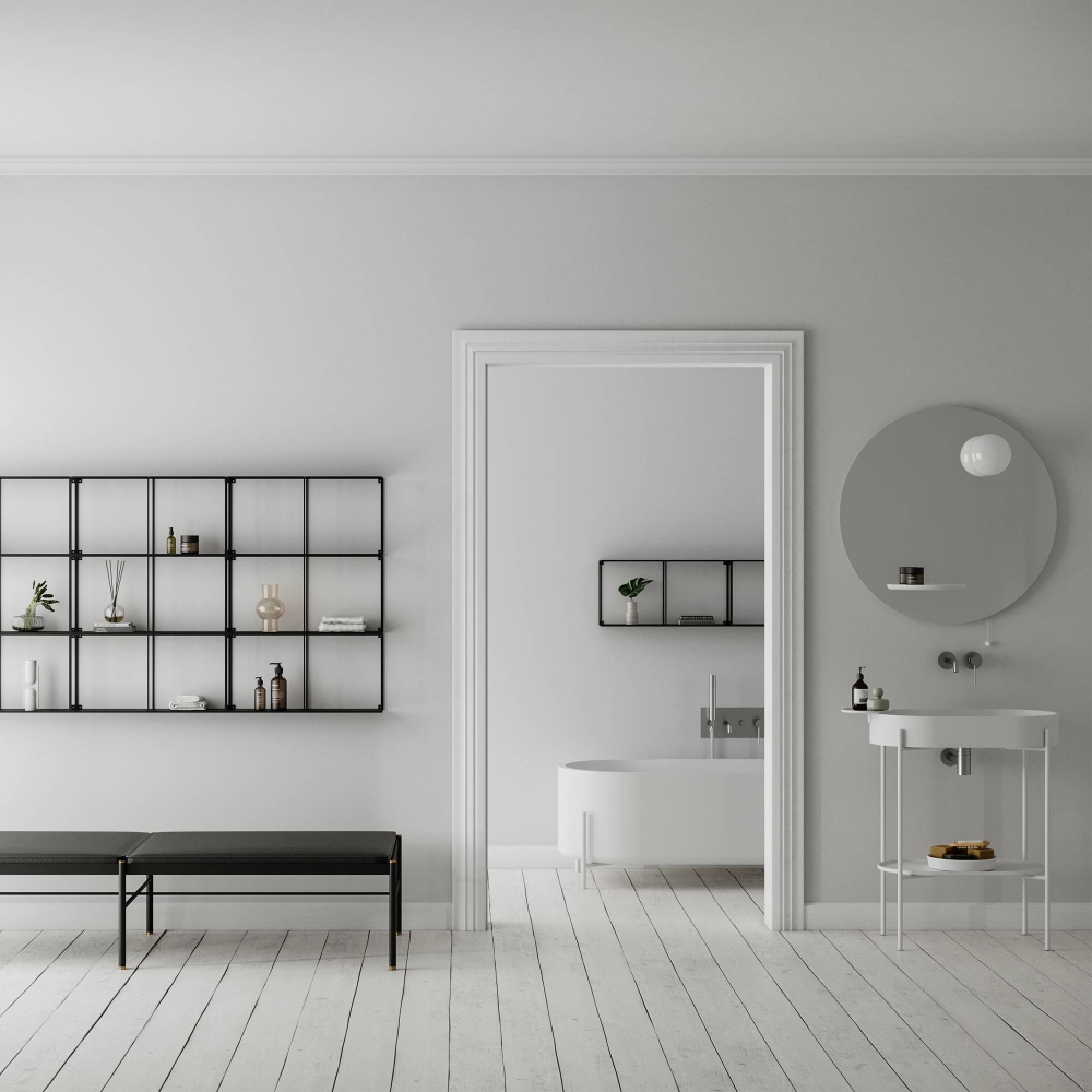 Ex.t Stand Round Wall Mirror