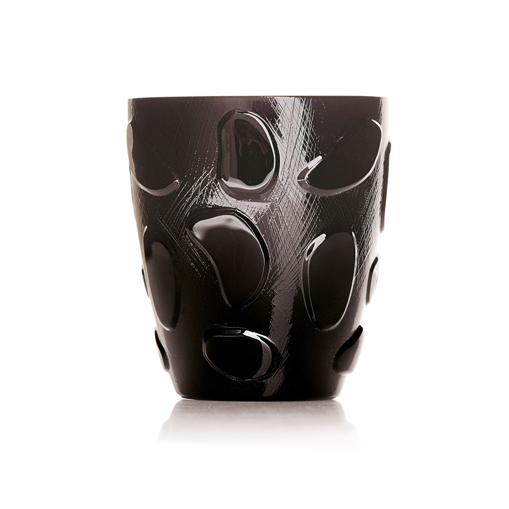 Arnolfo di Cambio Set of 2 Double Old Fashion Bolle Black Glasses - Designed by Michele De Lucchi