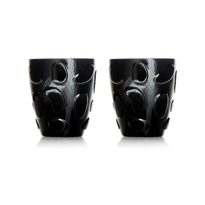 Arnolfo di Cambio Set of 2 Old Fashion Bolle Black Glasses - Designed by Michele De Lucchi