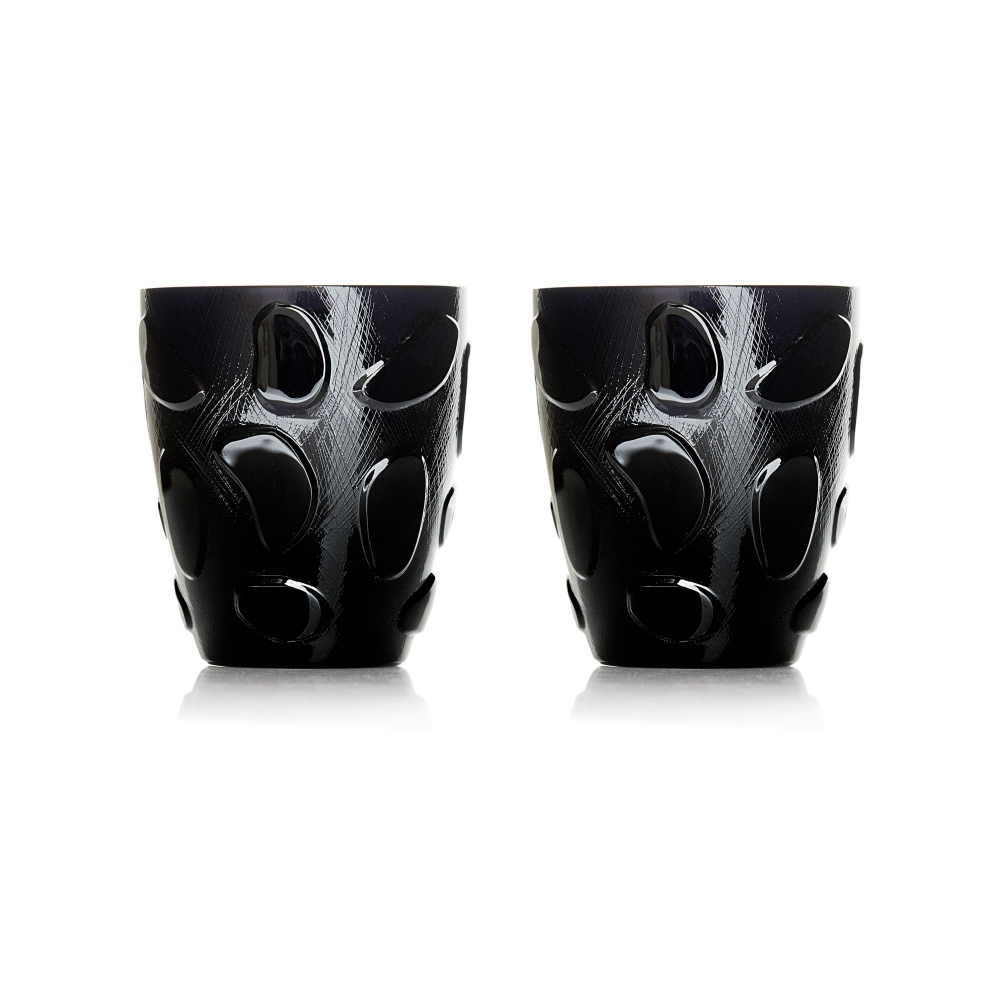 Arnolfo di Cambio Set of 2 Old Fashion Bolle Black Glasses - Designed by Michele De Lucchi