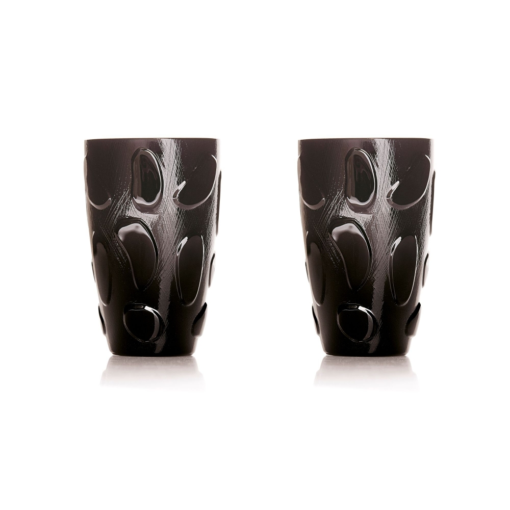 Arnolfo di Cambio Set of 2 Bolle Black Beverage Glasses - Designed by Michele De Lucchi