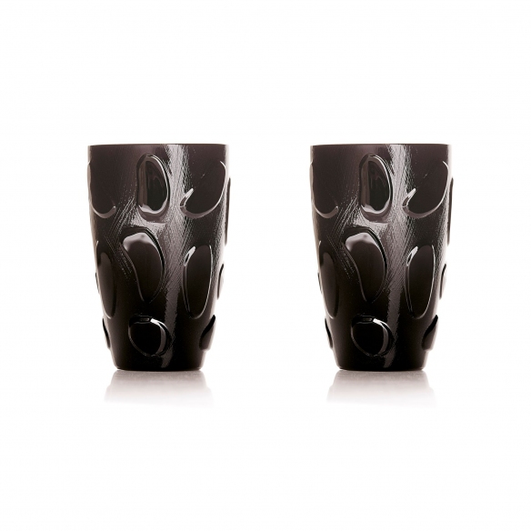 Arnolfo di Cambio Set of 2 Bolle Black Beverage Glasses - Designed by Michele De Lucchi