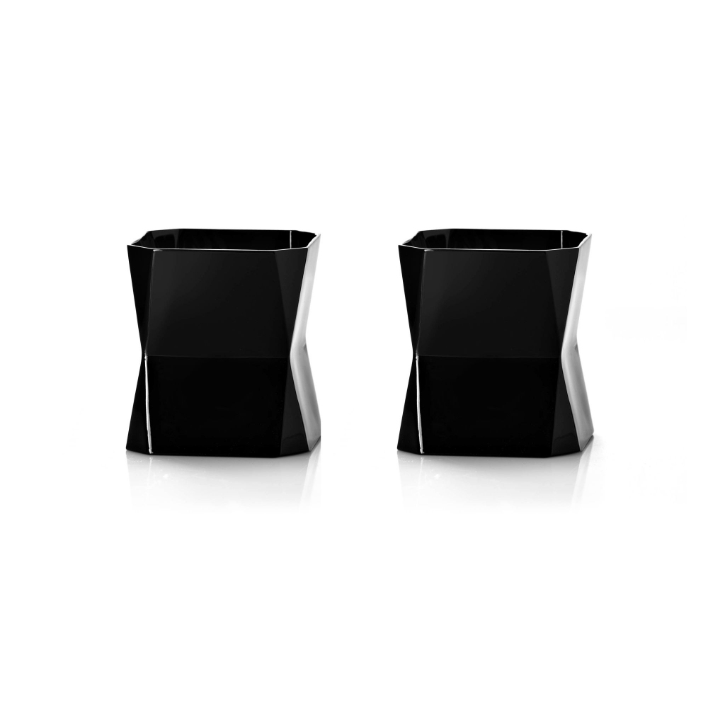 Arnolfo di Cambio Set of 2 Cini Black Double Old Fashion Glasses - Designed by Cini Boeri