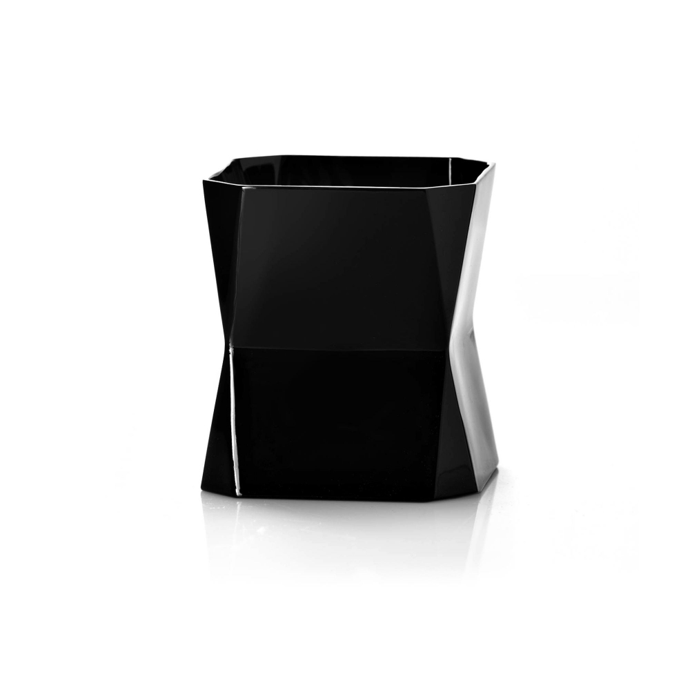 Arnolfo di Cambio Set of 2 Cini Black Double Old Fashion Glasses - Designed by Cini Boeri