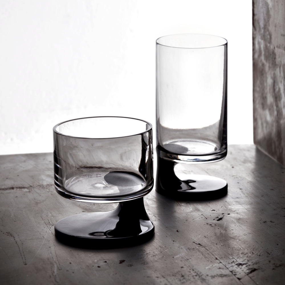 Arnolfo di Cambio  2 bicchieri double old fashion Smoke Black - Design di Joe Colombo